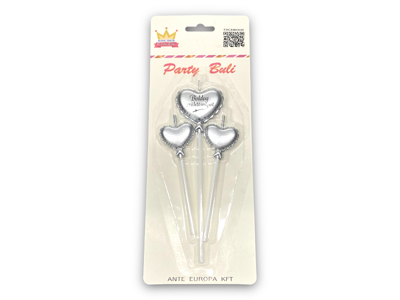 Gyertya ezüst szív 3pcs 897312