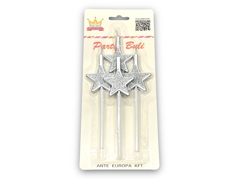 Gyertya ezüst star 4pcs 897466