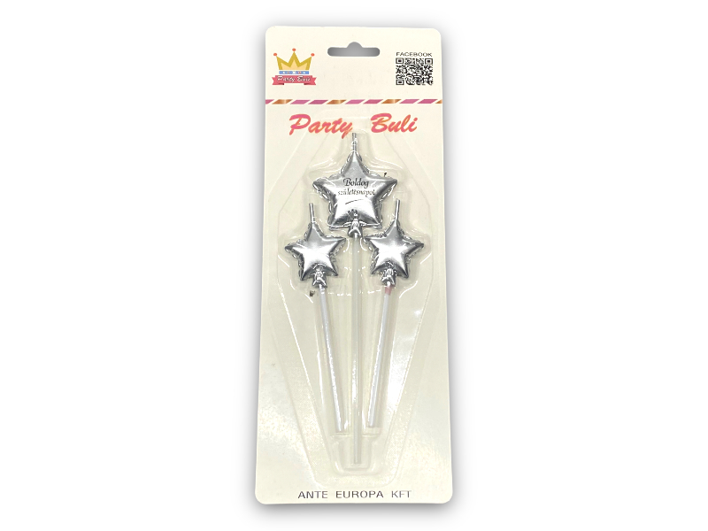 Gyertya ezüst star 3pcs 897299