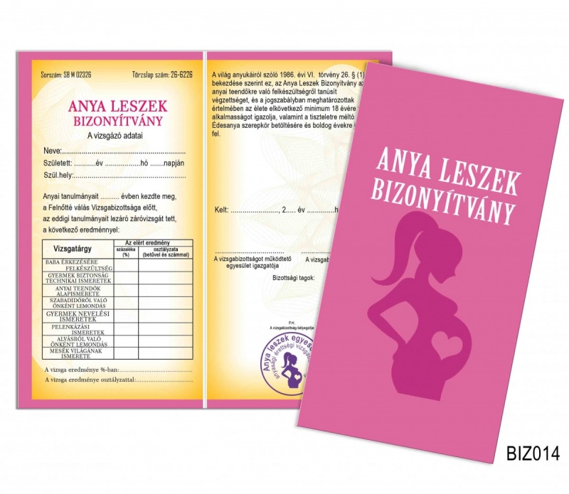 Bizonyítvány BIZ014